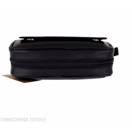 Bauletto per 2 pipe 2 accessori e tabacco in pelle nera - Accessori Per Pipe