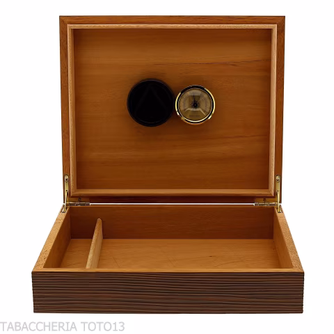 Scatola umidificata portasigari finitura noce grissinata - Accessori Per Sigari
