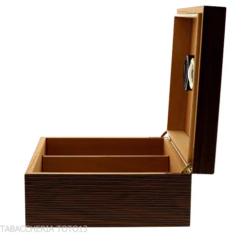 Scatola grande umidificata portasigari finitura noce grissinata - Accessori Per Sigari