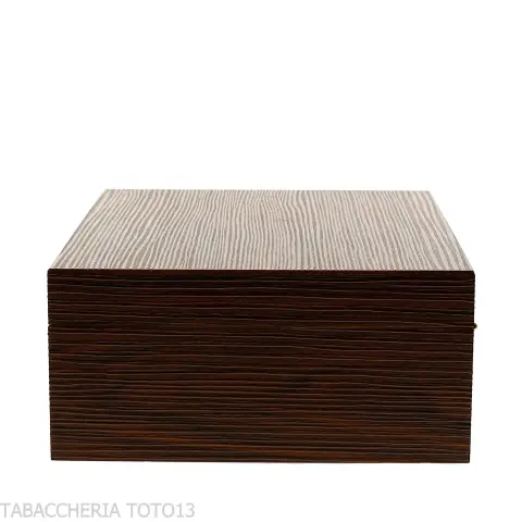 Scatola grande umidificata portasigari finitura noce grissinata - Accessori Per Sigari