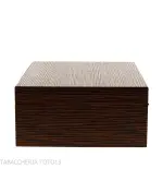 Scatola grande umidificata portasigari finitura noce grissinata - Accessori Per Sigari