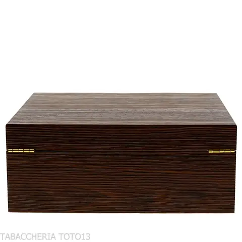 Scatola grande umidificata portasigari finitura noce grissinata - Accessori Per Sigari