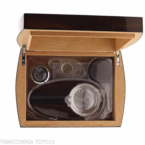 Humidificador de puros de nogal redondeado con accesorios - Accesorios Del Cigarro