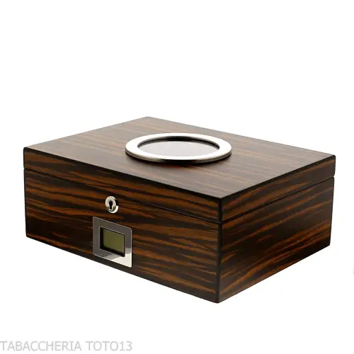 Scatola umidificata 50 sigari in ebano con oblò - Accessori Per Sigari