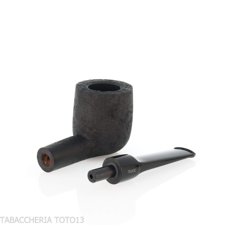 Pipe de dégustation Tsuge Latakia 23 mm Billard noir sablé - Pipe Pour le Tabac - Racine naturelle