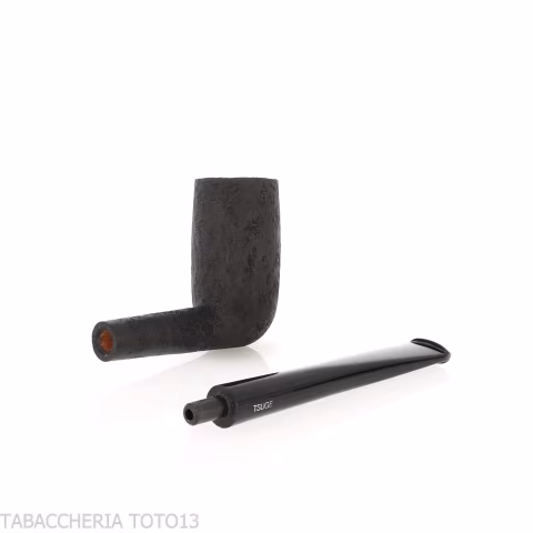 Tsuge ProbierPfeife Flake 16mm chimney gestrahlt schwarz - Tabakpfeifen