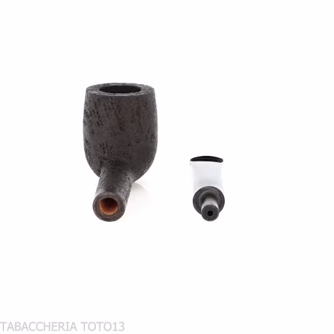 Tsuge tasting pipe Mixture loose cut 21 mm Billiard black sandblasted - Tobacco Pipes - Natural root