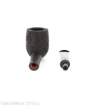 Tsuge tasting pipe Mixture loose cut 21 mm Billiard black sandblasted - Tobacco Pipes - Natural root