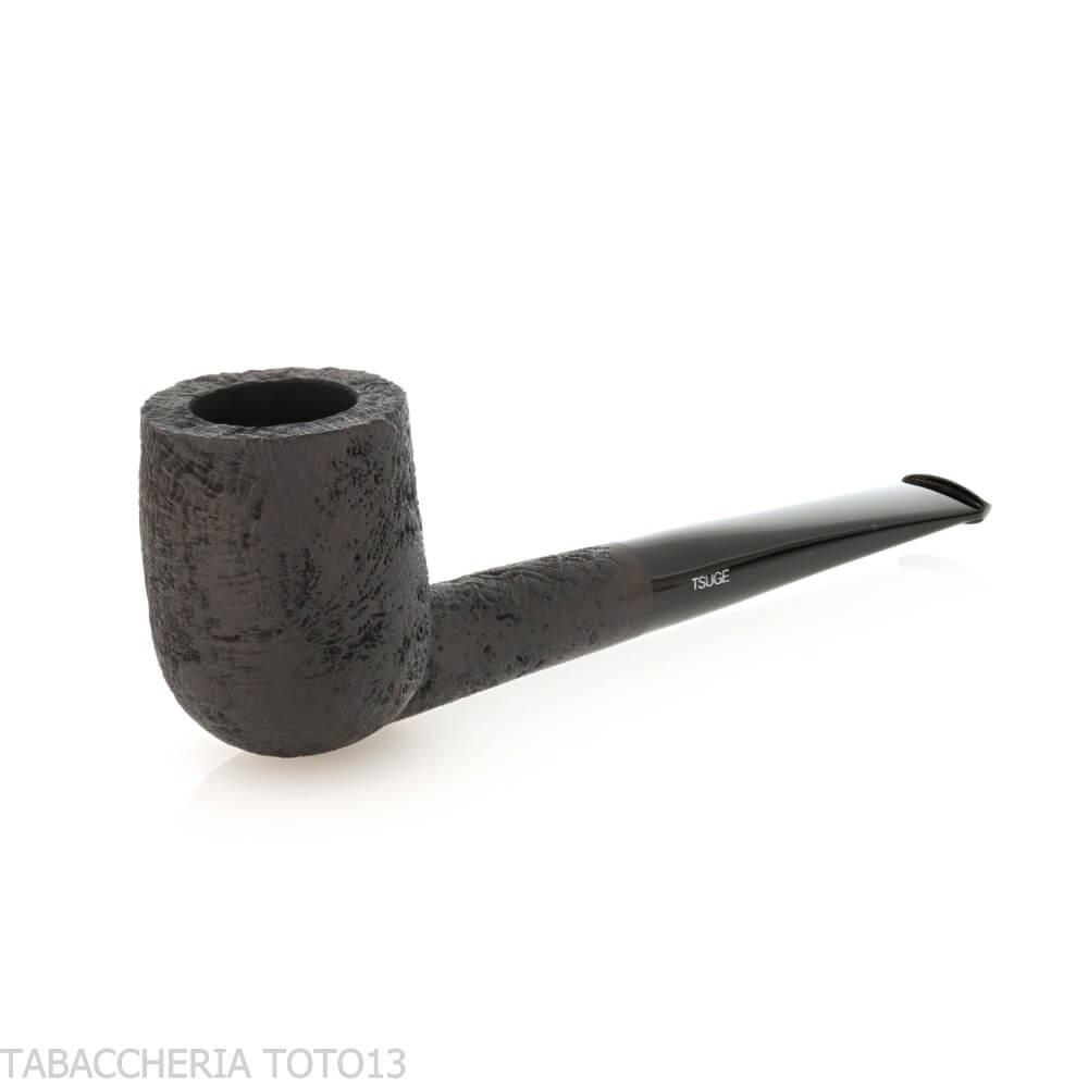 Tsuge Tasting Pfeife Mischung lose geschnitten 21 mm Billard schwarz sandgestrahlt - Tsuge Pipe