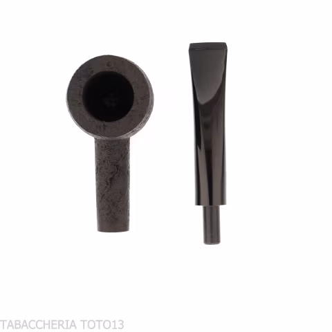 Tsuge tasting pipe Mixture loose cut 21 mm Billiard black sandblasted - Tobacco Pipes - Natural root