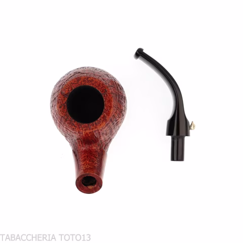 L'anatra pipe Apple shape curved in sandblasted briar-L'Anatra