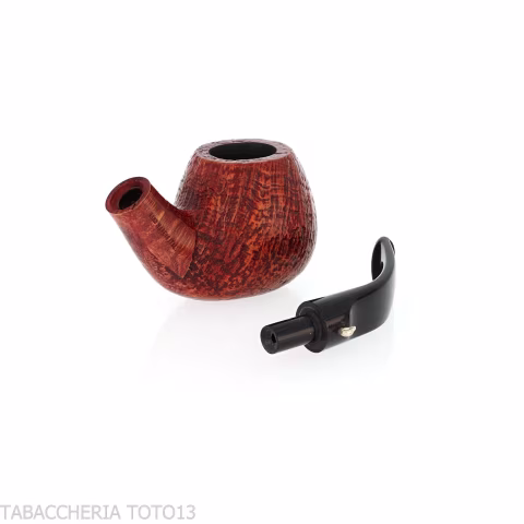 L'anatra pipe Apple shape curved in sandblasted briar-L'Anatra