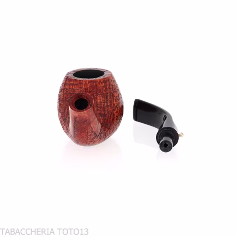 L'anatra pipe Apple shape curved in sandblasted briar-L'Anatra