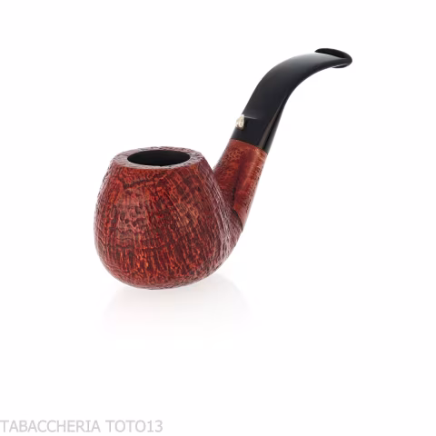 L'anatra pipe Apple shape curved in sandblasted briar-L'Anatra