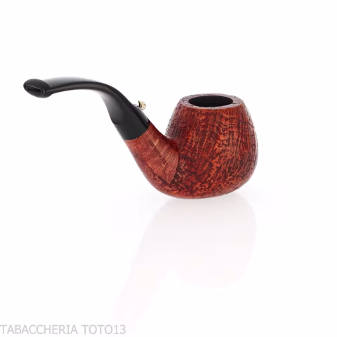 L'anatra pipe Apple shape curved in sandblasted briar-L'Anatra