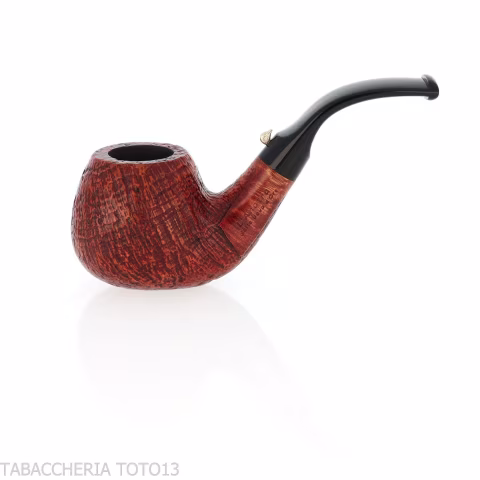 L'anatra pipe Apple shape curved in sandblasted briar-L'Anatra