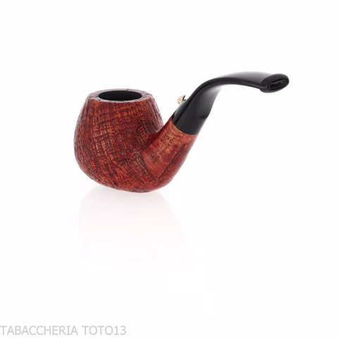 L'anatra pipe Apple shape curved in sandblasted briar-L'Anatra