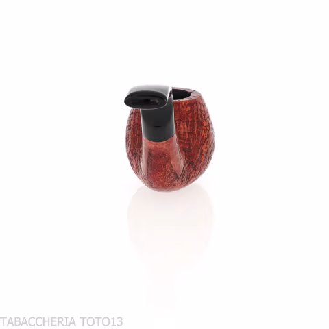 L'anatra pipe Apple shape curved in sandblasted briar-L'Anatra