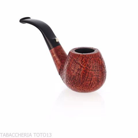 L'anatra pipe Apple shape curved in sandblasted briar-L'Anatra