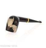 Tsuge Urushi Makie Bat Pipe en forme de billard finition laquée - Pipe Pour le Tabac - Racine naturelle