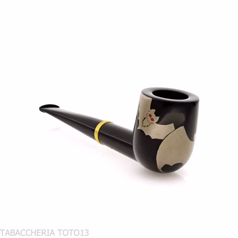 Tsuge Urushi Makie Bat billiard-shaped pipe lacquer finish - Tobacco Pipes - Natural root