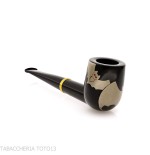 Tsuge Urushi Makie Bat Pipe en forme de billard finition laquée - Pipe Pour le Tabac - Racine naturelle