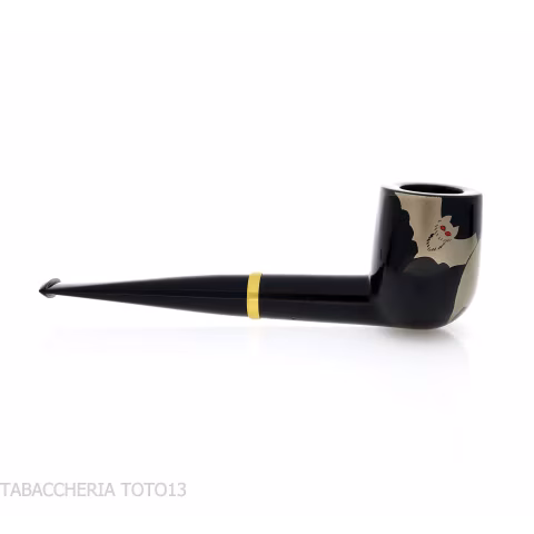 Tsuge Urushi Makie Bat billiard-shaped pipe lacquer finish - Tobacco Pipes - Natural root