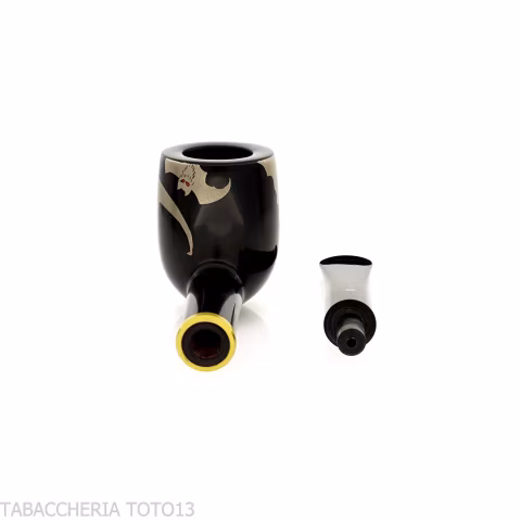 Tsuge Urushi Makie Bat billiard-shaped pipe lacquer finish - Tobacco Pipes - Natural root