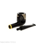 Tsuge Urushi Makie Bat Pipe en forme de billard finition laquée - Pipe Pour le Tabac - Racine naturelle