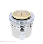 Steel tobacco holder jar with hygrometer and humidifier - Accessories for tobacco pipes - Metal