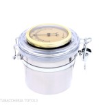 Pot à tabac en acier avec hygromètre et humidificateur - Accessoires pour pipes - Métal
