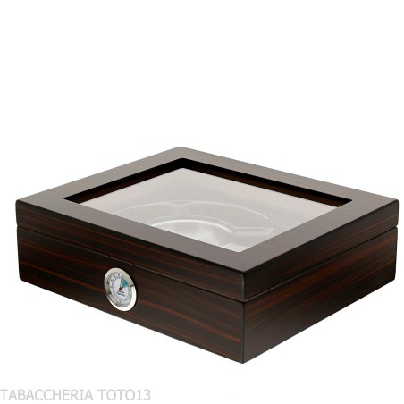 Humidor für Zigarren aus opakem Ebenholz mit Aschenbecher und Cutter - Zubehör Cigar