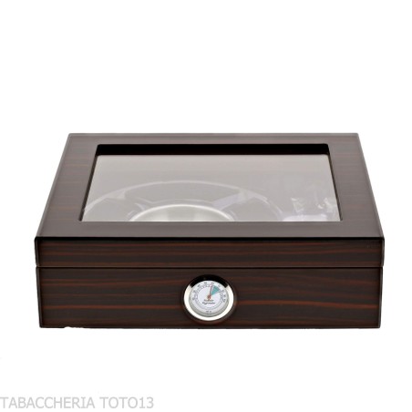 Humidor für Zigarren aus opakem Ebenholz mit Aschenbecher und Cutter - Zubehör Cigar