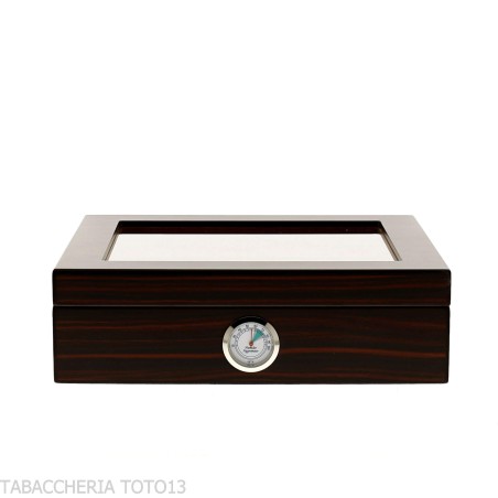Humidor für Zigarren aus opakem Ebenholz mit Aschenbecher und Cutter - Zubehör Cigar