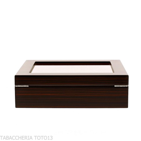 Humidor für Zigarren aus opakem Ebenholz mit Aschenbecher und Cutter - Zubehör Cigar
