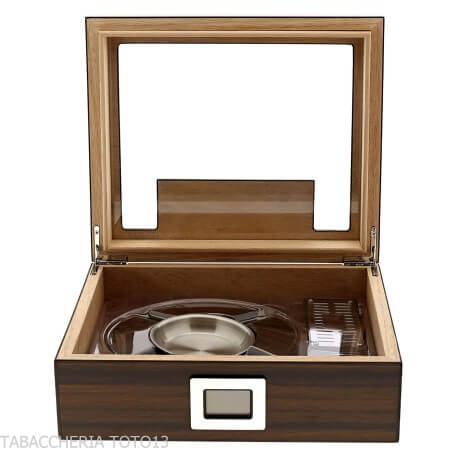 Humidor en ébène avec verre et cendrier et kit de coupe - Lubinski