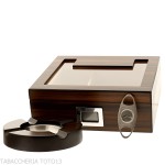 Humidor en ébène avec verre et cendrier et kit de coupe - Lubinski