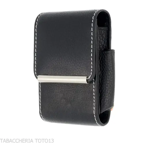 Black leather cigarette holder with lighter compartment - Accessories For Cigarettes And Rolling
