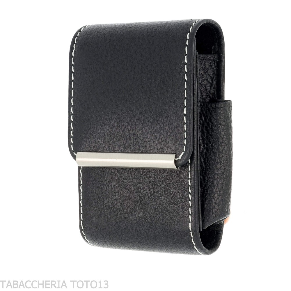 Black leather cigarette holder with lighter compartment - Accessories For Cigarettes And Rolling