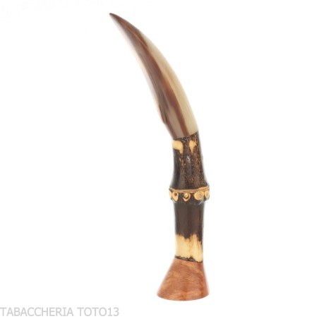 C-pipe grand bourre-pipe en bambou et coupe-corne naturelle - Accessoires pour pipes - Racine naturelle, Corne naturelle, Boi