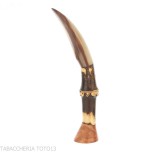 C-pipe large pipe tamper in bamboo and natural horn cutter - Accessories for tobacco pipes - Natural root, Natural horn, Wood