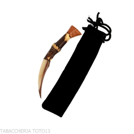 C-pipe grand bourre-pipe en bambou et coupe-corne naturelle - Accessoires pour pipes - Racine naturelle, Corne naturelle, Boi