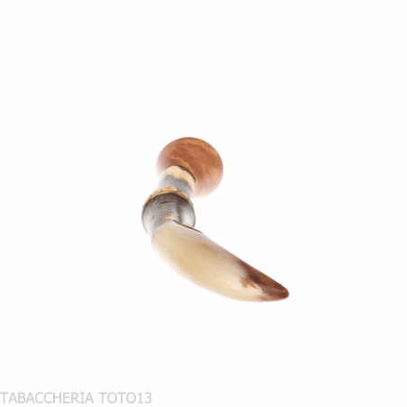 C-pipe tamper grande per pipa in bambù e fresa in corno naturale - Accessori Per Pipe