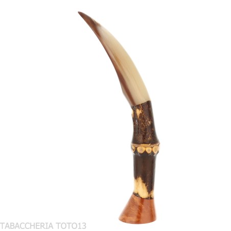 C-pipe grand bourre-pipe en bambou et coupe-corne naturelle - Accessoires pour pipes - Racine naturelle, Corne naturelle, Boi