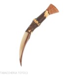 C-pipe large pipe tamper in bamboo and natural horn cutter - Accessories for tobacco pipes - Natural root, Natural horn, Wood