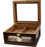 Vitrine humidifiée porte-cigares en ébène avec couvercle et côtés en verre - Accessoires Cigare - Bois