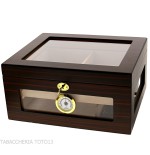 Vitrine humidifiée porte-cigares en ébène avec couvercle et côtés en verre - Accessoires Cigare - Bois