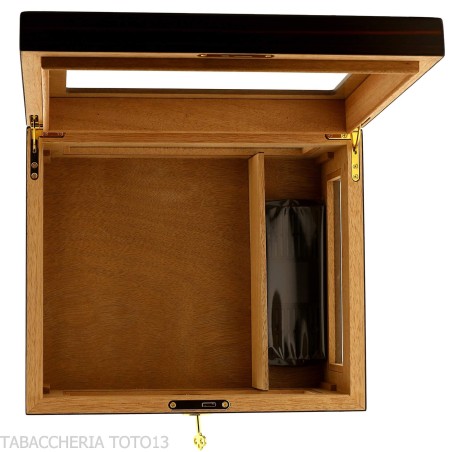 Befeuchtete Vitrine für Zigarrenhalter aus Ebenholz mit Glasdeckel und Glasseiten - Zubehör Cigar