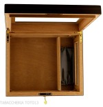 Befeuchtete Vitrine für Zigarrenhalter aus Ebenholz mit Glasdeckel und Glasseiten - Zubehör Cigar