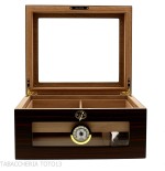 Vitrina humidificadora porta puros en ébano con tapa y laterales de cristal - Accesorios Del Cigarro
